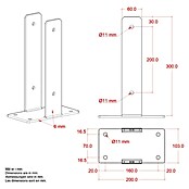 Plus U-Pfostenträger für Pfosten 9 cm (L x B x H: 20 x 10,3 x 30 cm, Silber) | BAUHAUS