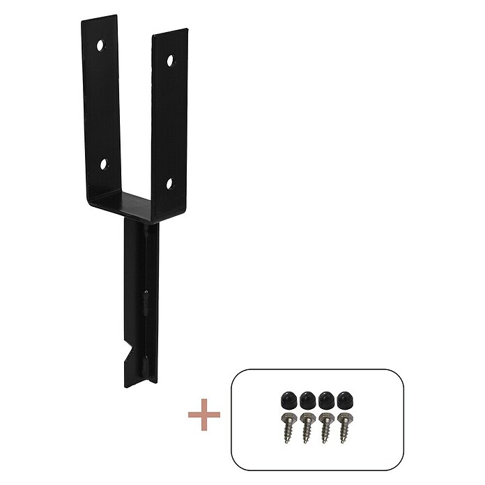 Plus U-Pfostenträger für Pfosten 9 cm (L x B x H: 5 x 9,1 x 40 cm, Pulverbeschichtet, Schwarz (RAL 9005)) | BAUHAUS