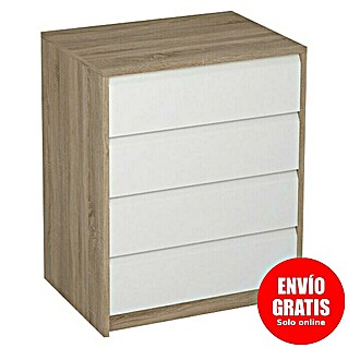 Meka Block Cajonera K-763 (L x An x Al: 45 x 60 x 73,4 cm, Blanco/Roble, Número de cajones: 4 ud.)