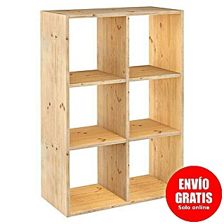 Astigarraga Dinamic Estantería de madera (Al x An x Pr: 105,4 x 70,8 x 33 cm, Capacidad de carga por balda: 50 kg, Número de baldas: 4 ud., Atornillado, Natural)