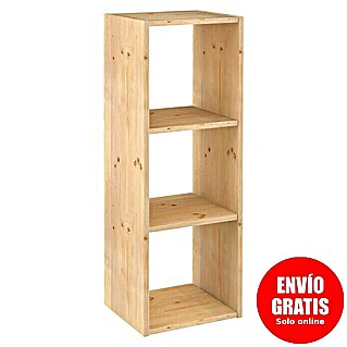Astigarraga Dinamic Estantería de madera (Al x An x Pr: 105,4 x 36,2 x 33 cm, Capacidad de carga por balda: 50 kg, Número de baldas: 3 ud., Atornillado, Natural)