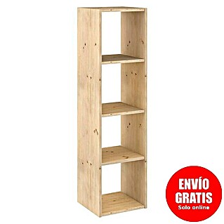 Astigarraga Dinamic Estantería de madera (Al x An x Pr: 140 x 36,2 x 33 cm, Capacidad de carga por balda: 50 kg, Número de baldas: 4 ud., Atornillado, Natural)