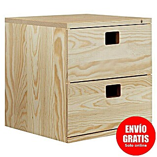 Astigarraga Dinamic Cajonera (33 x 36,2 x 36,2 cm, Número de cajones: 2 ud., Madera de pino, Natural)