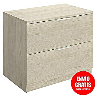 Dekit Mesita de noche Lago (L x An x Al: 34 x 50 x 46 cm, Natural, Número de cajones: 2 ud.)