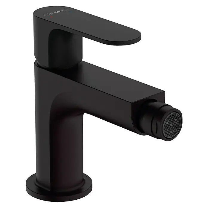 Hansgrohe Rebris S Bidetarmatur - Schwarz, Matt, Ausladung Armatur: 14,6 cm, Metall-Zugstange - Schwarze Waschtischarmatur von Hansgrohe mit modernem Design und präziser Wasserführung für ein stilvolles Badezimmerambiente.