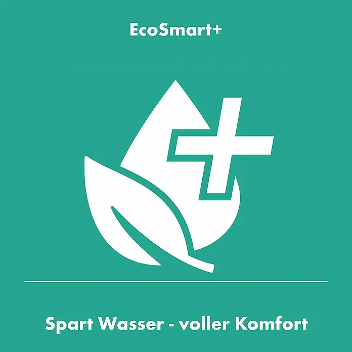 Hansgrohe Rebris E Waschtischarmatur 80 CoolStart Eco - Schwarz, Durchflussmenge: 4 l/min, Ausstattung Armatur: Zugstange - EcoSmart+: Symbol für Wassereinsparung mit Tropfen, Blatt und Pluszeichen, steht für umweltfreundlichen Komfort.
