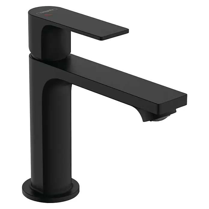 Hansgrohe Rebris E Waschtischarmatur - Schwarz, Ausladung Armatur: 15,9 cm - Schwarzer Waschtischmischer von Hansgrohe mit flachem Auslauf und minimalistischem Design für moderne Badezimmer.