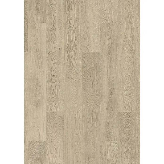 LOGOCLIC Vinto Laminat Classic - Eiche Flinton, Landhausdiele, 1.288 x 195 x 8 mm - Heller Holzfußboden mit natürlicher Maserung, bestehend aus mehreren Dielen.