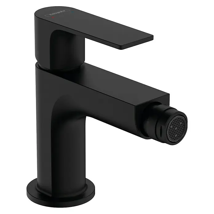 Hansgrohe Rebris E Bidetarmatur - Schwarz, Ausladung Armatur: 14,6 cm, Metall-Zugstange - Schwarze Hansgrohe Metropol Bidetarmatur mit präzisem Wasserstrahl für moderne Badezimmer, die Funktionalität und minimalistisches Design vereinen.
