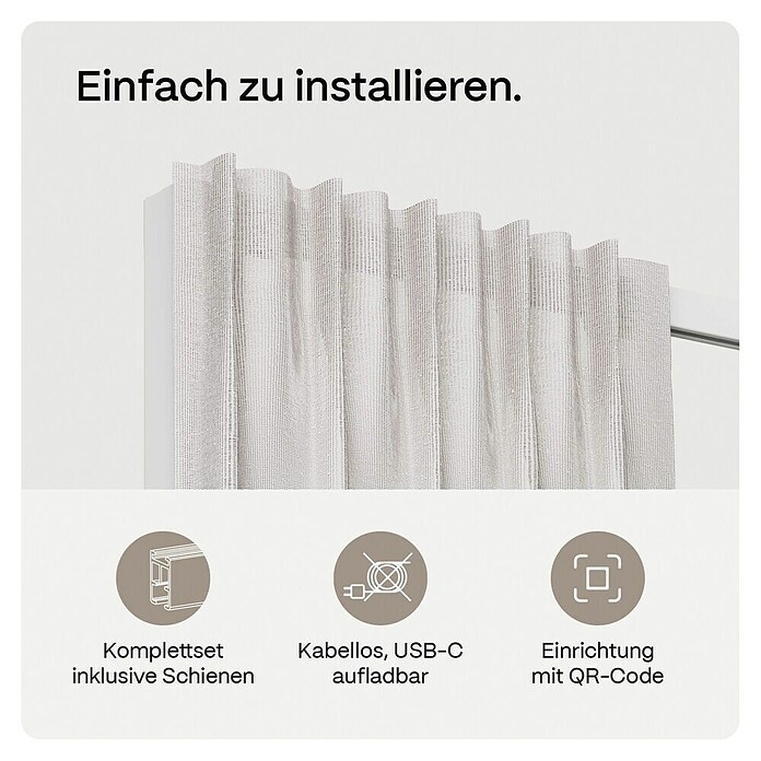 Vorhangschiene MotionBlinds Seitenöffnung Elektrisch (Anzahl Läufe: 1 Stk., 180 cm, Weiß) | BAUHAUS
