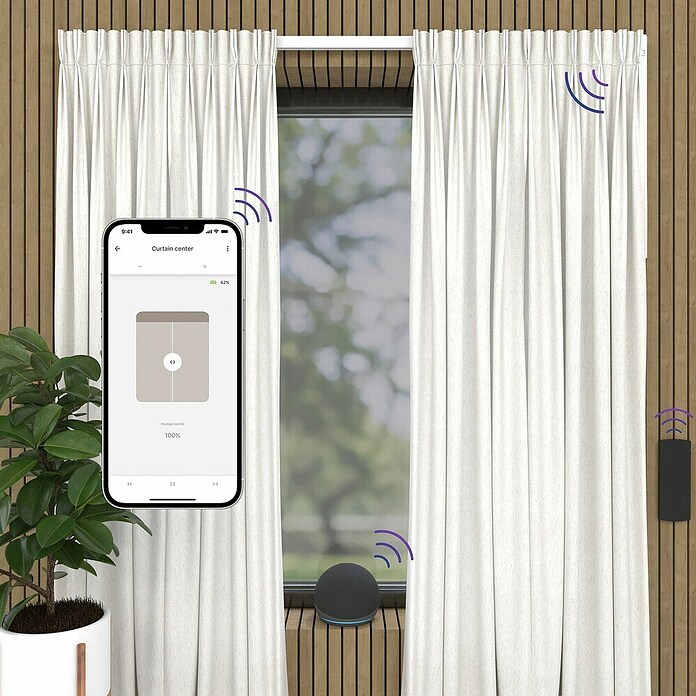 Vorhangschiene MotionBlinds Zentralöffnung Elektrisch (Anzahl Läufe: 1 Stk., 440 cm, Weiß) | BAUHAUS
