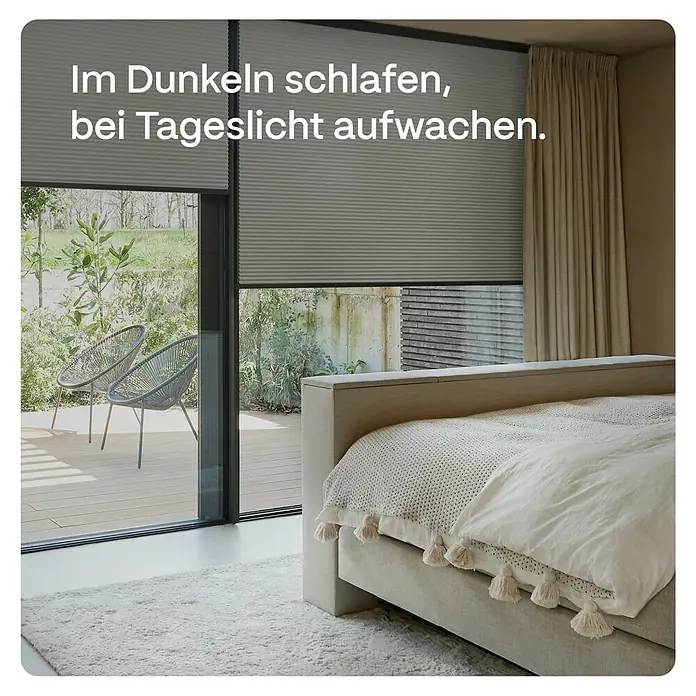 Vorhangschiene MotionBlinds Zentralöffnung Elektrisch - Anzahl Läufe: 1 Stk., 400 cm, Weiß - Schlafzimmer mit Verdunkelungsrollos für erholsamen Schlaf und Tageslicht für einen sanften Start in den Tag.