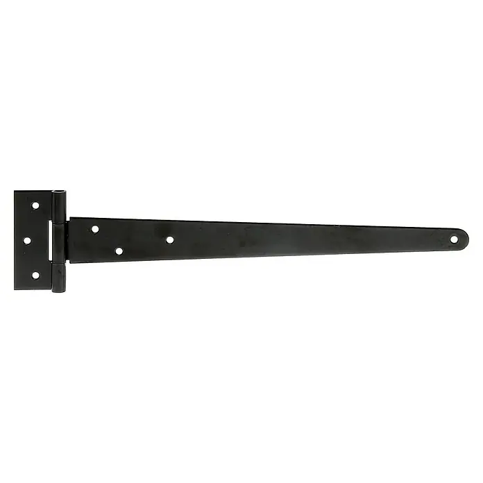 Stabilit Kreuzgehänge - L x B: 397 x 46 mm, Stahl, Schwarz - Schwarzes T-Scharnier aus Metall mit Bohrlöchern, langer Arm zur sicheren Befestigung.