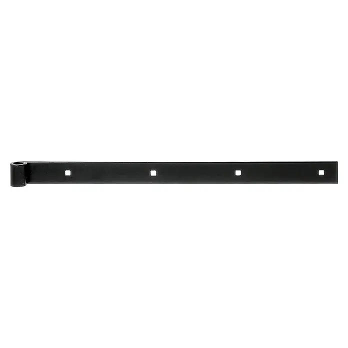 Stabilit Ladenband - L x B: 500 x 35 mm, Stahl, Beschichtet, Schwarz - Schwarzes Metallscharnierteil mit vier quadratischen Befestigungslöchern und zylindrischer Stiftaufnahme.