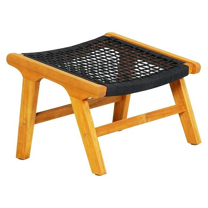 Gartensessel Cali - Robinie, Schwarz, B x T x H: 66 x 81 x 71 cm - Dieser stilvolle Hocker aus Akazienholz mit geflochtener Sitzfläche ist eine bequeme und dekorative Ergänzung für jeden Wohnbereich.