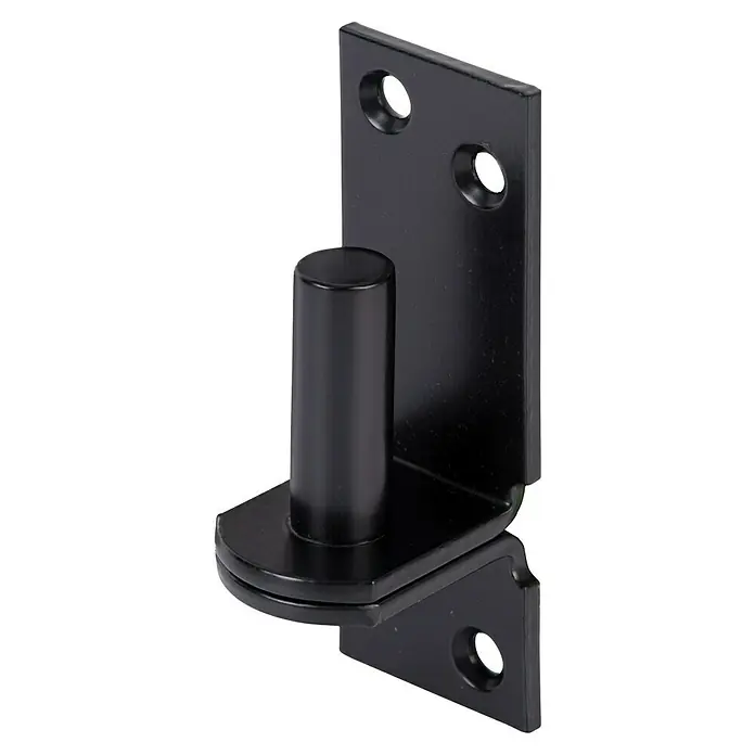 Stabilit Aufschraubkloben - L x B x H: 45 x 40 x 115 mm, Durchmesser Dorn: 16 mm - Schwarzes L-förmiges Drehlager aus Metall mit drei sichtbaren Befestigungslöchern.