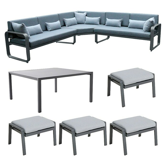 Komplet lounge pohištva Olivia  (8 -del., Aluminij, Antracit) | 8303 - Loungeset | ICAE - Sommermöbel Loungemöbel | ICA - Sommermöbel | IC - Freizeit im Garten | I - Stadtgarten | BAUHAUS