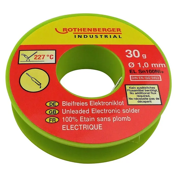 Rothenberger Industrial Elektroniklot - Durchmesser: 1 mm, 30 g - Rolle bleifreies Elektroniklot von Rothenberger Industrial, 30g, Durchmesser 1,0 mm, Flussmittel nicht erforderlich.