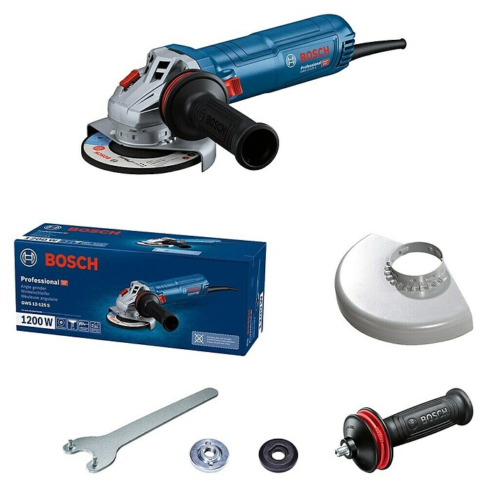 Bosch Professional Amoladora angular eléctrica GWS 12-125 S (1.200 W, Diámetro disco: 125 mm) | BAUHAUS