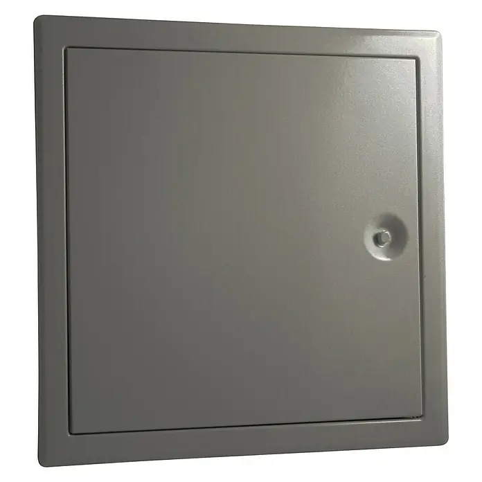 Probau Revisionstür - 20 x 20 cm, Grau, Beschichtet - Eine quadratische, graue Revisionsklappe mit einem einfachen Drehverschluss. Ideal für den einfachen Zugang zu verborgenen Installationen.
