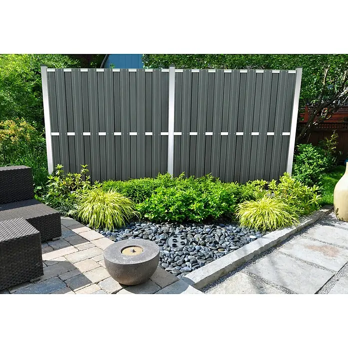Sichtschutzelement Lanzarote - 180 x 180 cm, Anthrazit, Aluminium - Der elegante Sichtschutzzaun in Anthrazit bietet Privatsphäre und fügt sich nahtlos in die Gartengestaltung ein. Perfekt für eine moderne Gartengestaltung.