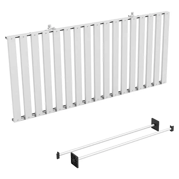 Vitavia Anzuchttisch - 56 x 120 x 81 cm, Aluminium - Nahaufnahme eines modernen, weißen Sichtschutzzauns. Das Design betont die klaren Linien und die minimalistische Ästhetik des Produkts.