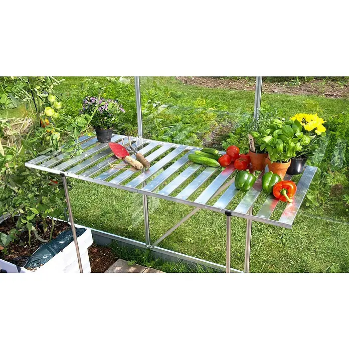 Vitavia Anzuchttisch - 56 x 120 x 81 cm, Aluminium - Gartentisch mit frischem Gemüse und Kräutern, ideal für die Aufbewahrung von Gartengeräten und Pflanzen in Ihrem Gewächshaus.