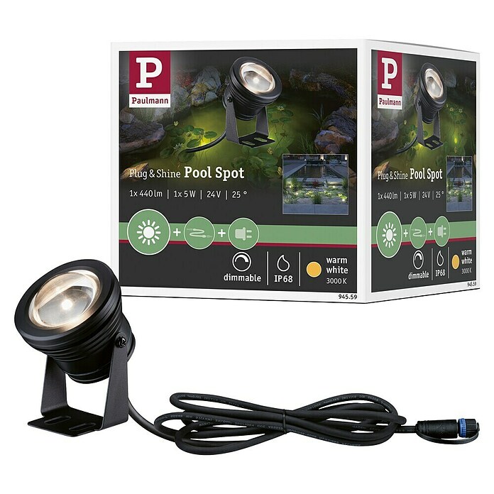 Paulmann Plug & Shine LED spot svjetiljka Pool  (6 W, Crna, 7,2 x 11 cm) | BAUHAUS