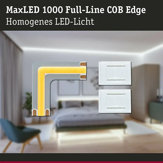 Paulmann MaxLED 1.000 LED-Band-Set Stripe Edge Full-Line COB - 3 cm, Tageslichtweiß, 0,6 W, 64 lm, 230 V - 240 V - MaxLED 1000 Full-Line COB Edge: Homogenes LED-Licht für eine moderne Beleuchtung. Die perfekte Lösung für stilvolle Akzente im Raum.