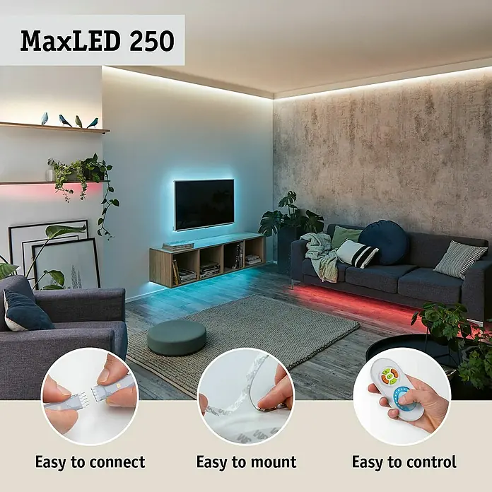 Paulmann MaxLED 250 Smart-LED-Band Basisset beschichtet Zigbee - 150 cm, RGBW, 11 W, 270 lm, 230 V - 240 V - MaxLED 250: Flexible LED-Streifen für stimmungsvolle Beleuchtung, einfach zu verbinden, montieren und steuern.