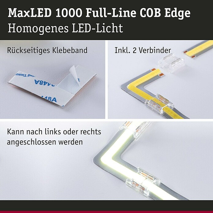 Paulmann MaxLED 1.000 LED-Band-Set Stripe Edge Full-Line COB (3 cm, Mehrfarbig, 0,65 W, 60 lm, 230 V - 240 V) | BAUHAUS