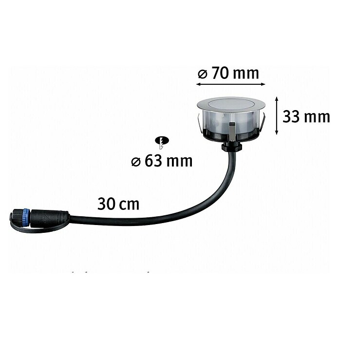 Paulmann Plug & Shine Ugradbena podna svjetiljka Floor  (2 W, Ø x V: 7 x 3 cm) | BAUHAUS