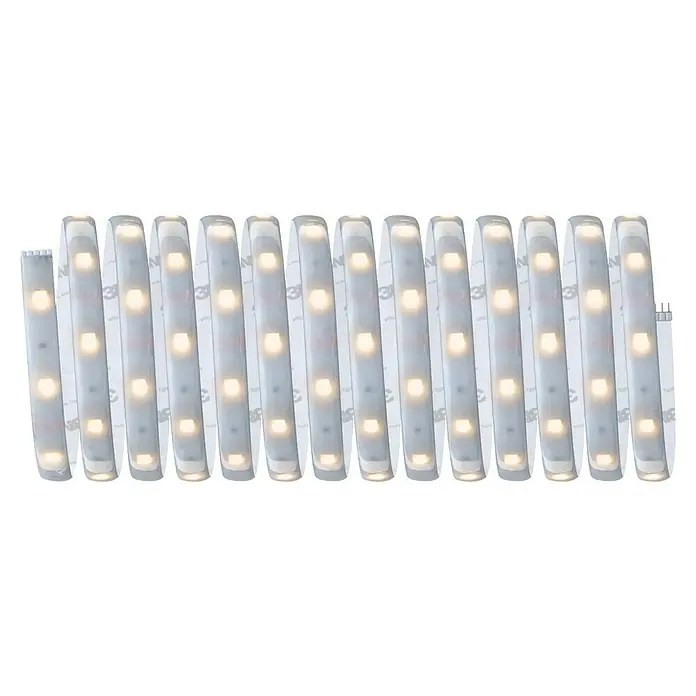 Paulmann MaxLED 250 Smart-LED-Band Basisset beschichtet Zigbee - 500 cm, Warmweiß, 21 W, 1.250 lm, 230 V - 240 V - LED-Streifen: Eine Nahaufnahme von mehreren LED-Streifen, die auf einer Rolle aufgereiht sind und ein warmes, sanftes Licht ausstrahlen.