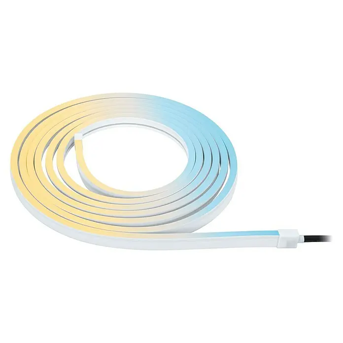Paulmann Plug & Shine LED-Band Smooth Strip - Länge: 5 m, RGBW, 700 lm, 24 V - Aufgerolltes, flexibles LED-Neonband mit Farbverlauf von Gelb zu Blau, ideal zur dekorativen Beleuchtung von Innenräumen.