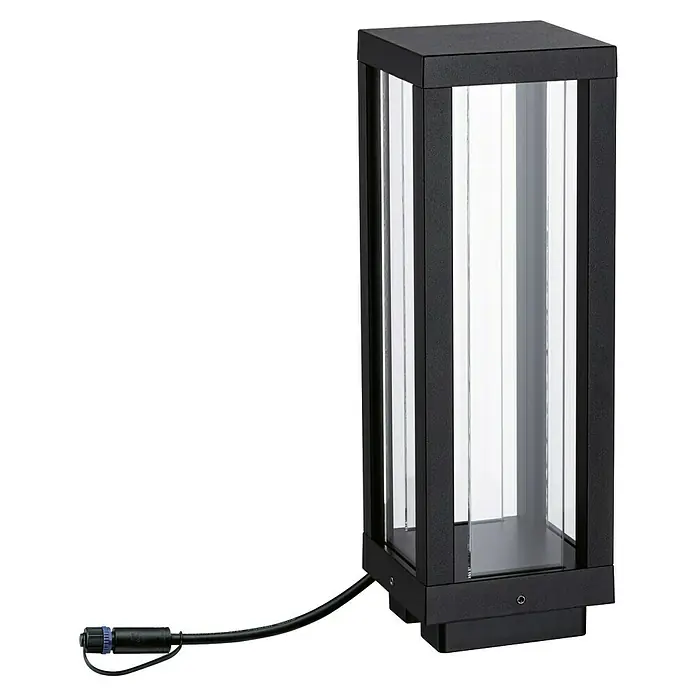 Paulmann Plug & Shine LED-Außenleuchte Classic Latern - 2 W, Farbe: Anthrazit, IP44, 10 x 10 x 30 cm - Elegante schwarze Gartenleuchte mit klaren Glasscheiben und einem modernen Design für stimmungsvolle Beleuchtung im Außenbereich.