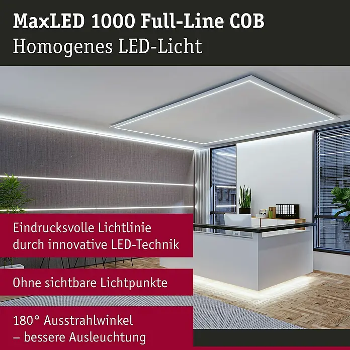 Paulmann MaxLED 1.000 Basis-Set Full-Line COB - 150 cm, 21 W, Tageslichtweiß, 1.920 lm - MaxLED 1000 Full-Line COB für homogene LED-Beleuchtung. Eindrucksvolle Lichtlinien durch innovative LED-Technik für eine optimale Ausleuchtung.