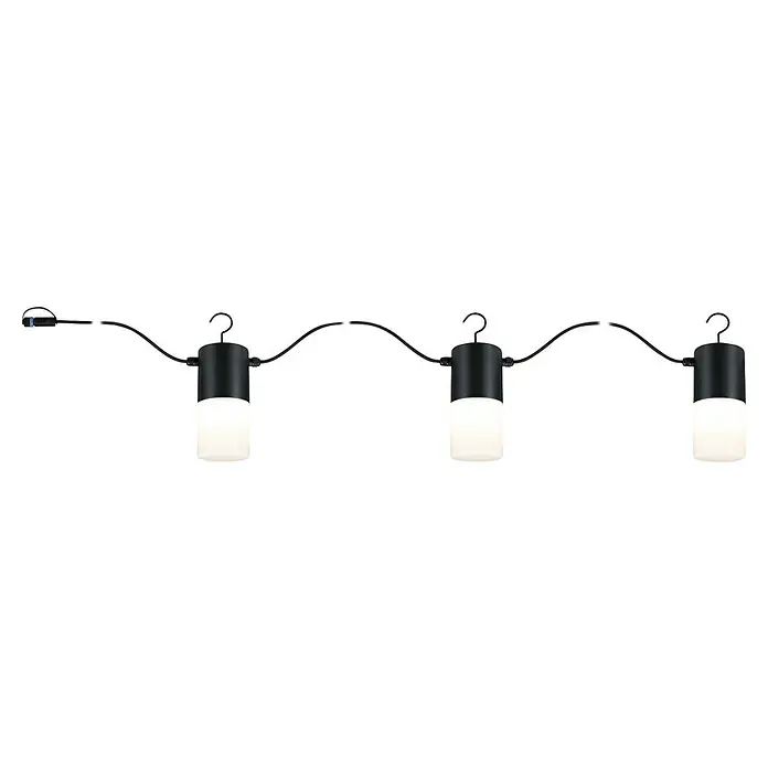 Paulmann Plug & Shine LED-Lichterkette - Außen, Lichtfarbe: Warmweiß, Anzahl Leuchtmittel: 3 Stk. - Eine dekorative Lichterkette mit drei zylinderförmigen Lampen, ideal für eine stimmungsvolle Beleuchtung im Freien.