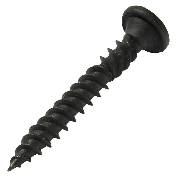 Knauf Diamantschraube XTN - Durchmesser: 3,9 mm, Länge: 23 mm, 250 Stk. - Detailaufnahme einer schwarzen Trockenbauschraube mit scharfem Gewinde und breitem Kopf, ideal für Bau- und Renovierungsprojekte.