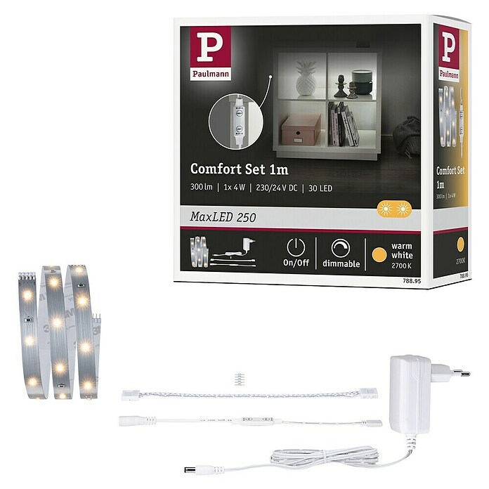 Paulmann MaxLED 250 Set LED traka Comfort Regal  (100 cm, Topla bijela, 5 W, 300 lm, 230 V - 240 V) | BAUHAUS