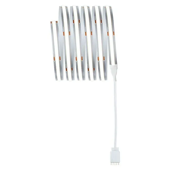 Paulmann MaxLED 1.000 Basis-Set Full-Line COB - 150 cm, 21 W, Tageslichtweiß, 1.920 lm - Das Bild zeigt eine LED-Lichterkette auf schwarzem Hintergrund, die eine helle, gleichmäßige Beleuchtung für Innenräume bietet.
