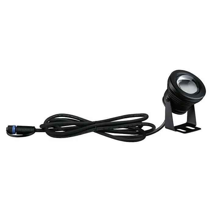 Paulmann Plug & Shine LED-Spot Pool - 6 W, Schwarz, 7,2 x 11 cm - Schwarzer LED-Strahler mit klarer Linse und schwarzem Kabel mit blauem, wasserdichtem Stecker.