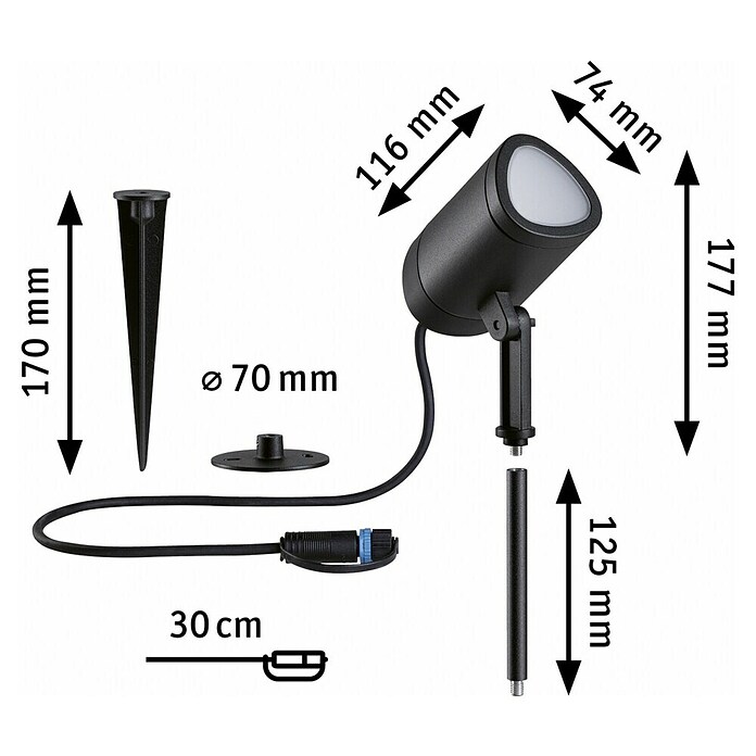 Paulmann Plug & Shine Vrtna LED spot svjetiljka  (6,5 W, IP65, RGBW, Antracit) | BAUHAUS