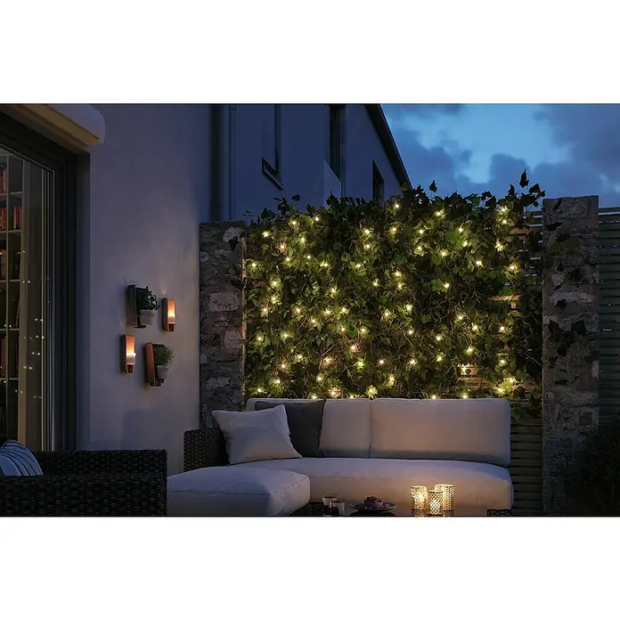 Paulmann Plug & Shine LED-Lichterkette - Außen, Lichtfarbe: Warmweiß, Anzahl Leuchtmittel: 72 Stk., Länge: 7,5 m - Stimmungsvolle Gartenbeleuchtung mit Lichterketten und Wandleuchten, die eine gemütliche Atmosphäre für entspannte Abende im Freien schafft.