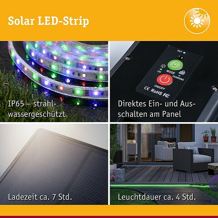 Paulmann LED-Band-Set Stripe Solar (5 m, RGB, 3,2 W, 300 lm, 5 V) | BAUHAUS