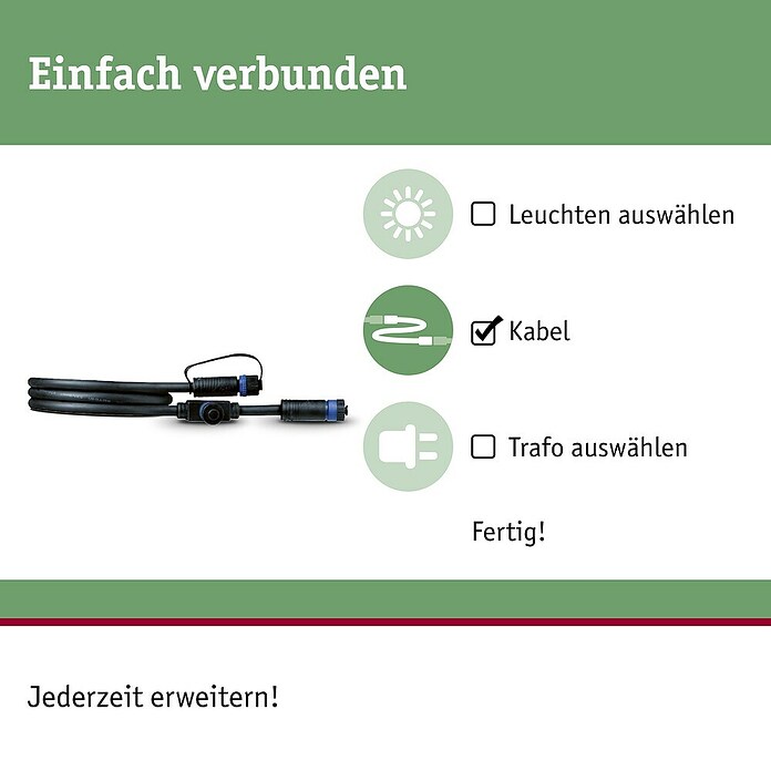 Paulmann Plug & Shine Verbindungskabel (1 m, 2 Anschlüsse, IP68) | BAUHAUS