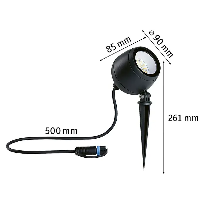 Paulmann Plug & Shine LED-Gartenspot Kikolo - 6,2 W, IP65, Warmweiß, Anthrazit - Schwarz-graue LED-Gartenleuchte mit Erdspieß und Kabel. Ideal für die stimmungsvolle Beleuchtung von Außenbereichen.