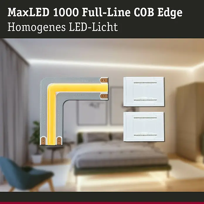 Paulmann MaxLED 1.000 LED-Band-Set Stripe Edge Full-Line COB - 3 cm, Mehrfarbig, 0,65 W, 60 lm, 230 V - 240 V - Produktbild von MaxLED 1000 Full-Line COB Edge, ein homogenes LED-Licht für vielfältige Anwendungen.