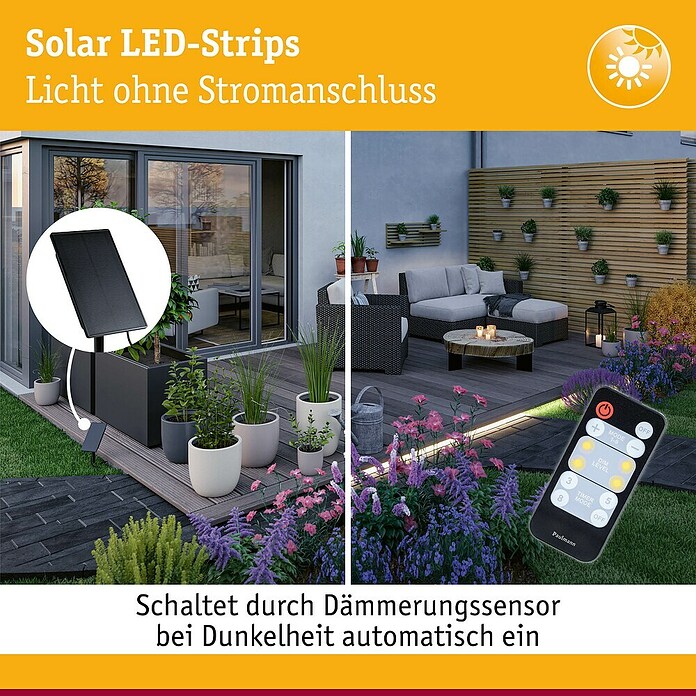 Paulmann LED-Band-Set Stripe Solar (10 m, Warmweiß, 3,8 W, 300 lm, 5 V) | BAUHAUS