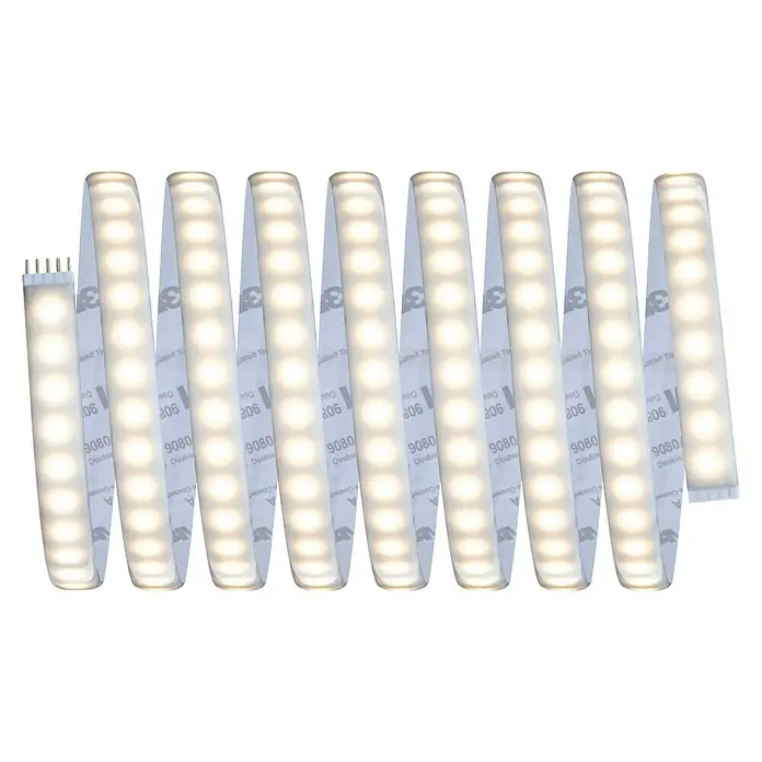 Paulmann MaxLED 1.000 LED-Band Basisset beschichtet - 300 cm, Mehrfarbig, 38 W, 3.060 lm - Eine Nahaufnahme von mehreren LED-Lichtleisten mit Kleberückseite, die für eine einfache Installation sorgen.