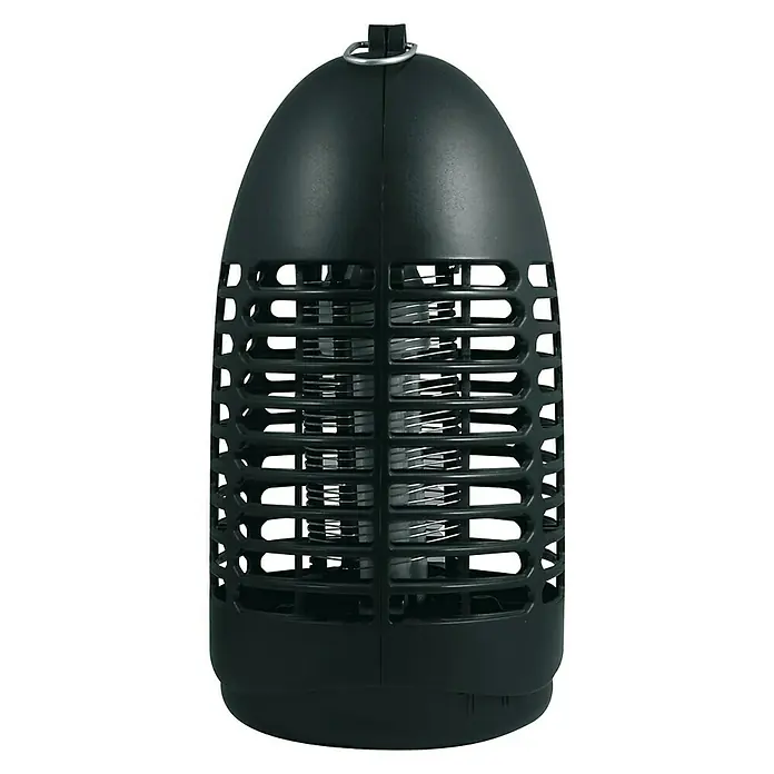 Coati Matainsectos eléctrico - Negro, 230 V - Matamoscas negro con rejilla, ideal para el control de plagas en interiores y exteriores. Cuelga de un pequeño y resistente anillo de metal.